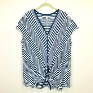 Max Studio Front Tie Striped Top